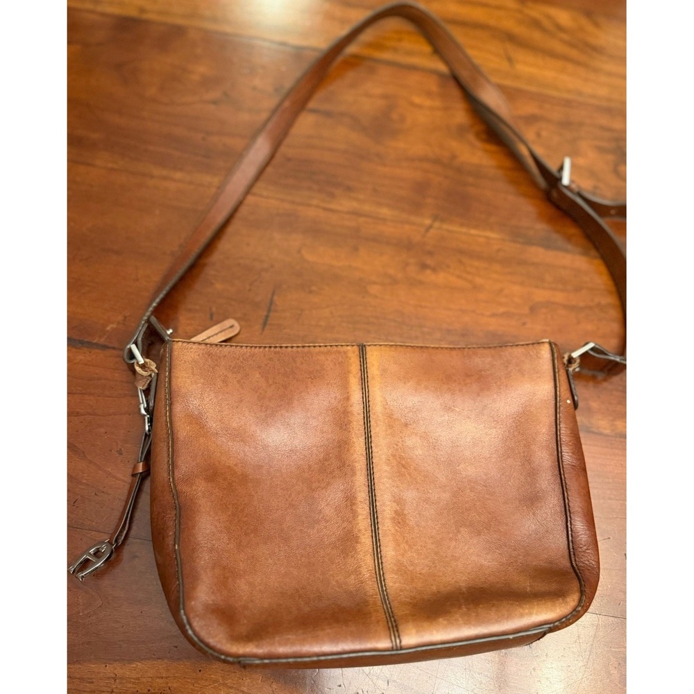 Vintage Etienne Aigner Brown Leather Crossbody Shoulder Bag Purse Buckle Accent - Picture 5 of 7
